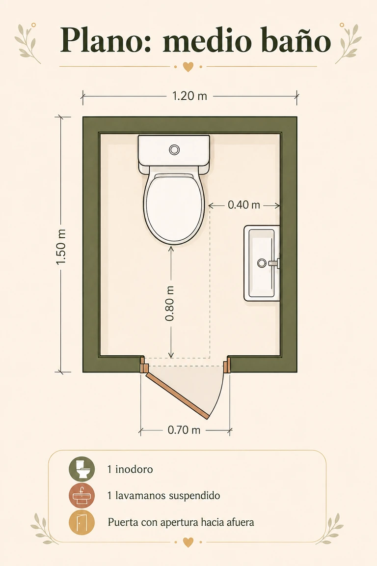 Plano de medio baño moderno pequeño