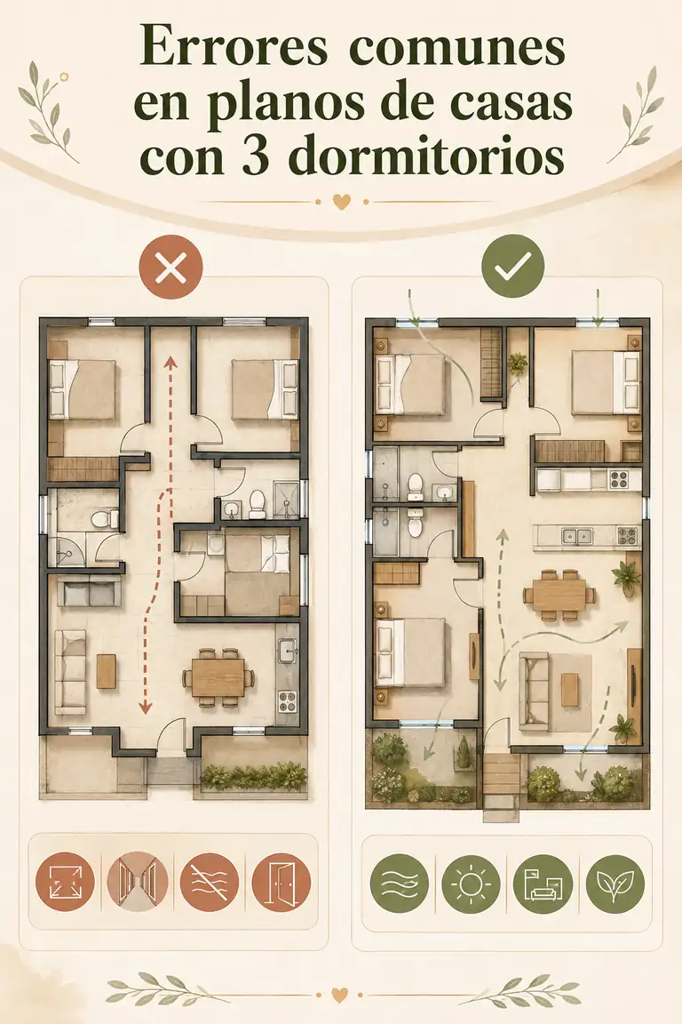 Errores comunes en planos de casas con 3 dormitorios