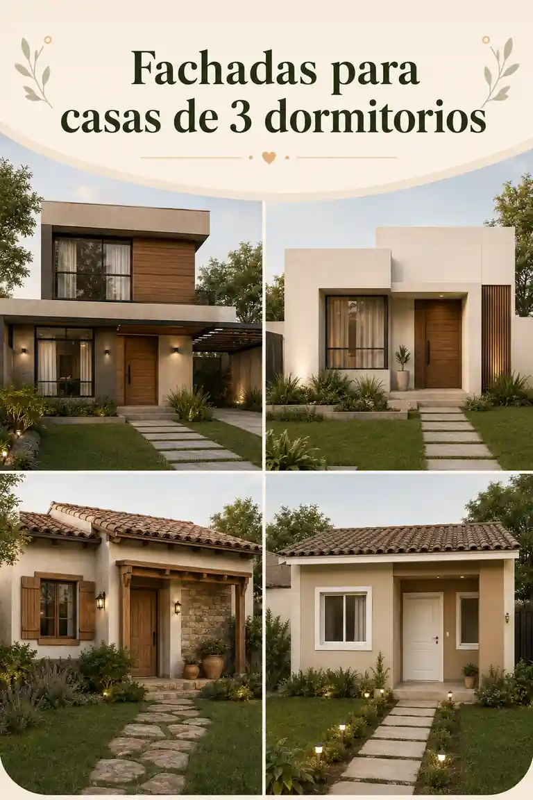 Fachadas para casas de 3 dormitorios