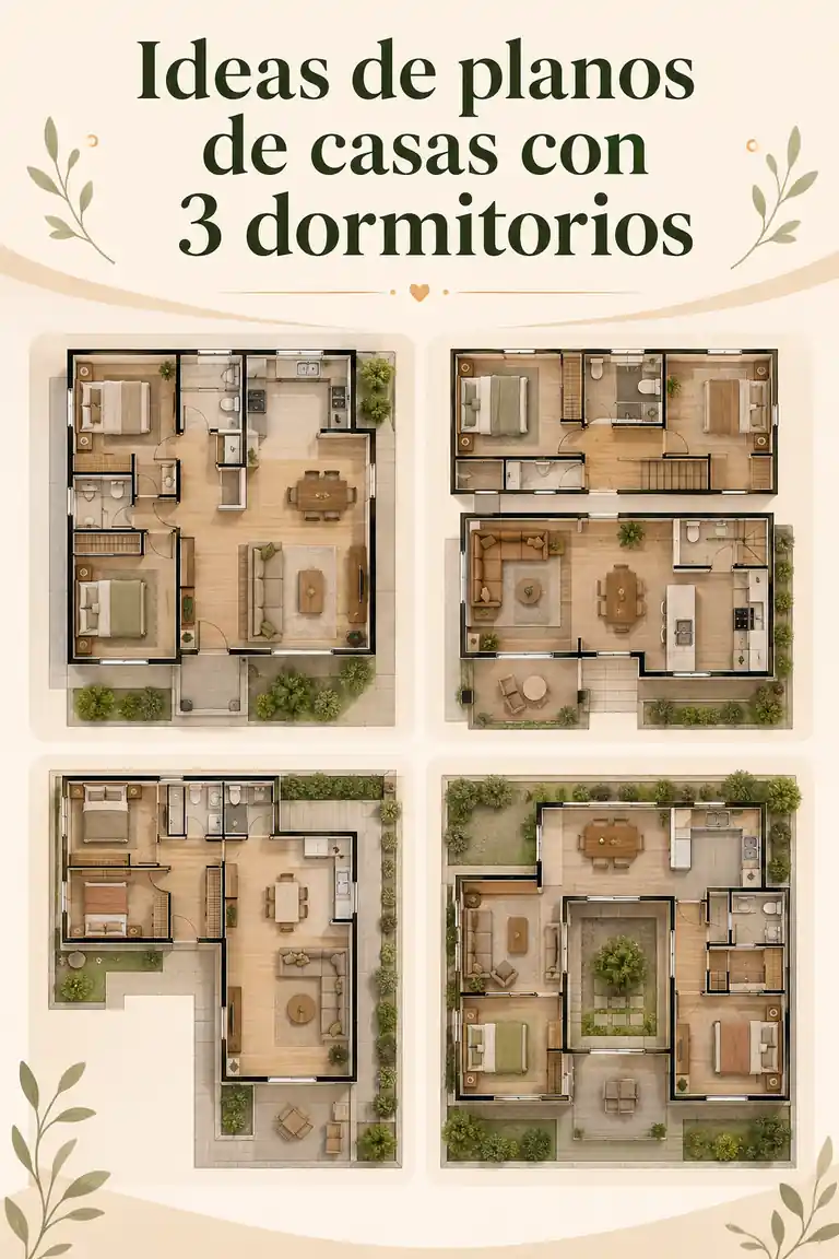 Ideas de planos de casas con 3 dormitorios
