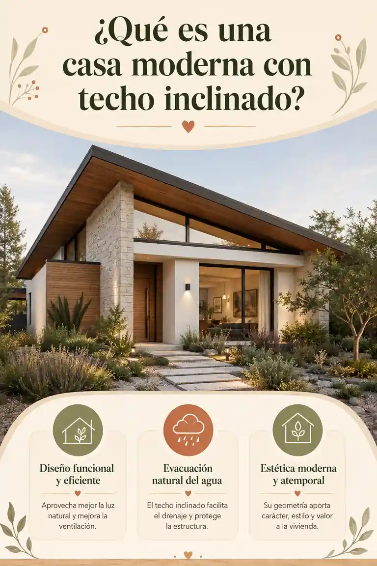 ¿Qué es una casa moderna con techo inclinado?