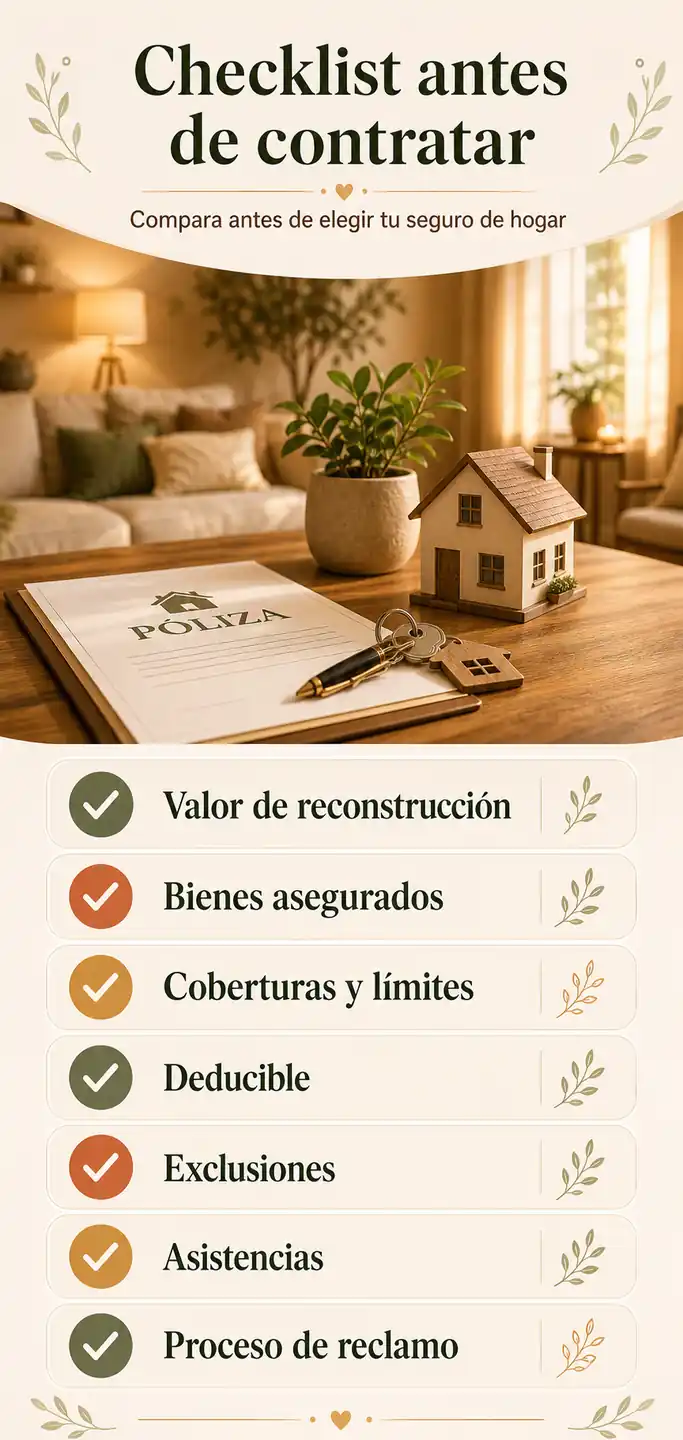Checklist antes de contratar un seguro de hogar