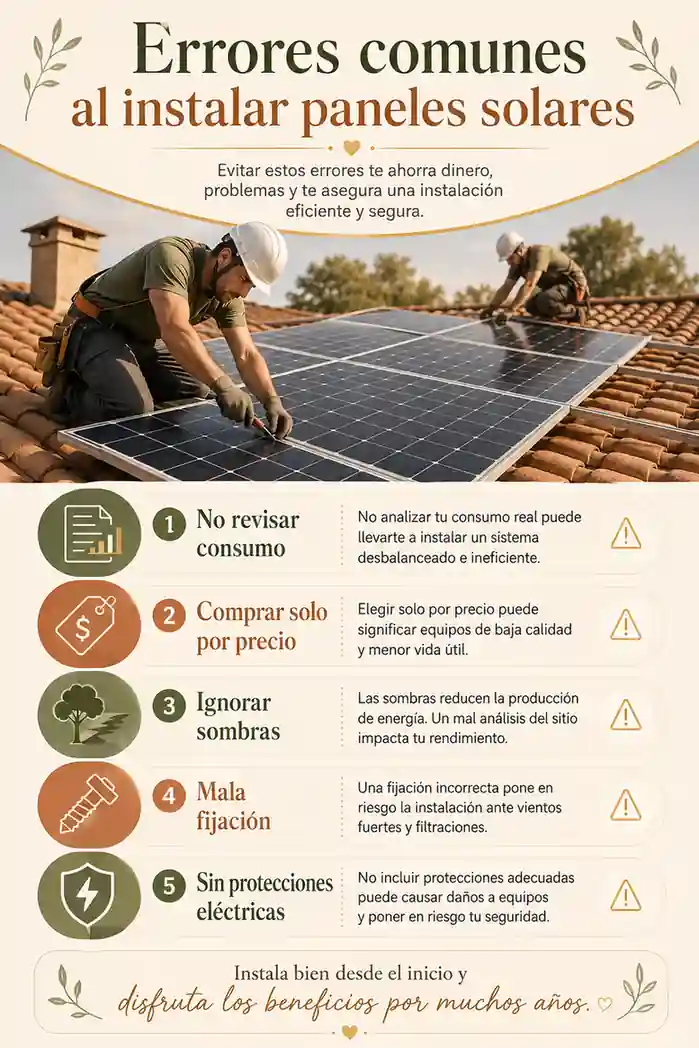 Errores comunes al instalar paneles solares