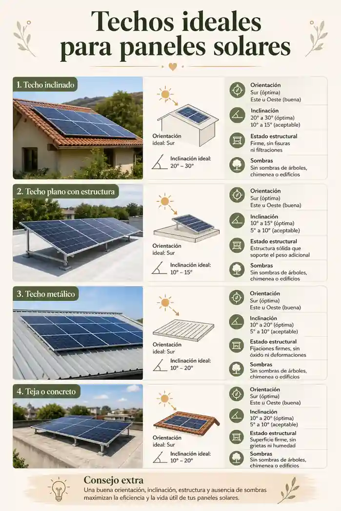 Techos ideales para paneles solares