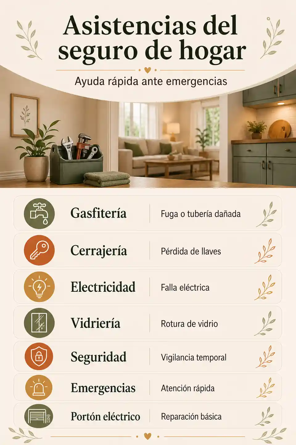 Servicios de asistencia incluidos en un seguro de hogar