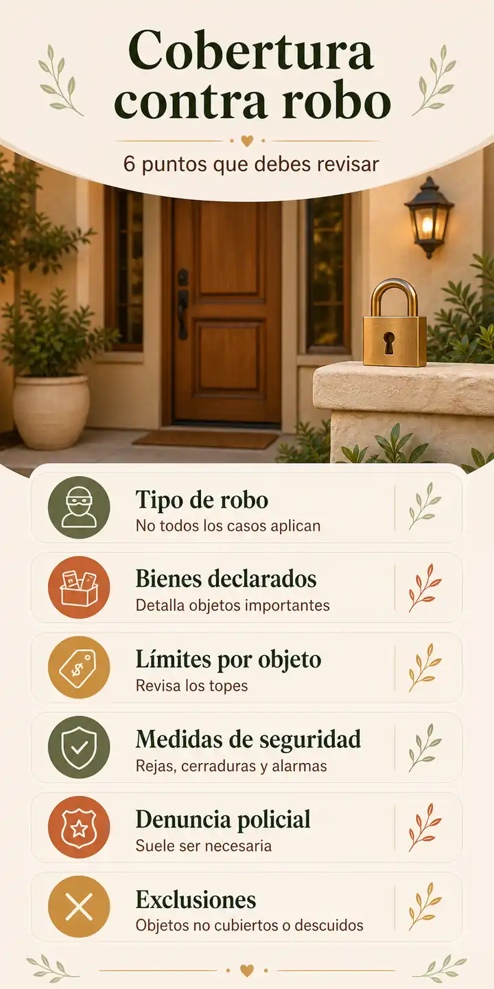 Puntos importantes de la cobertura contra robo